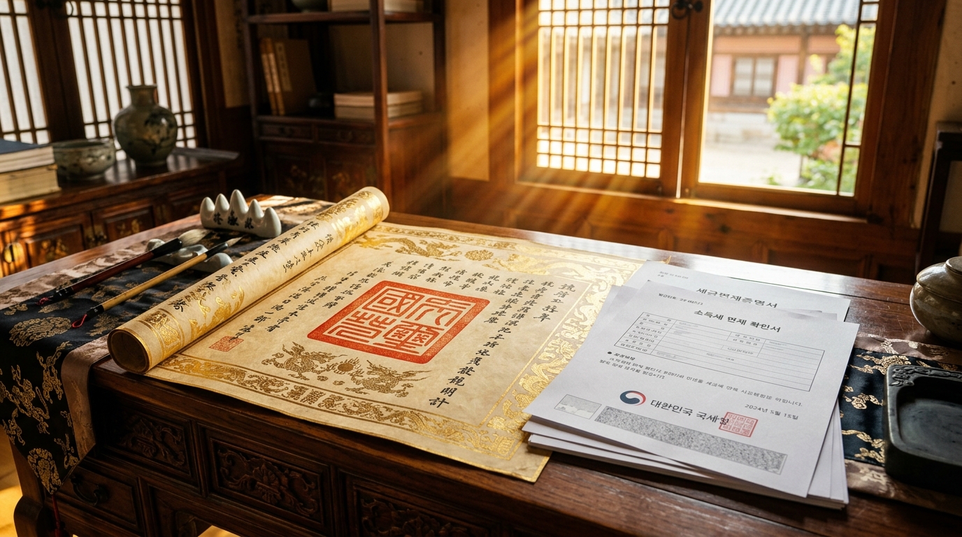 대군부인의 면세 및 상속 특권을 상징하는 문서와 옥새