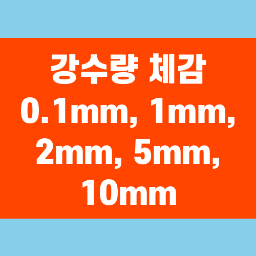 강수량 체감 0.1mm, 1mm, 2mm, 5mm, 10mm