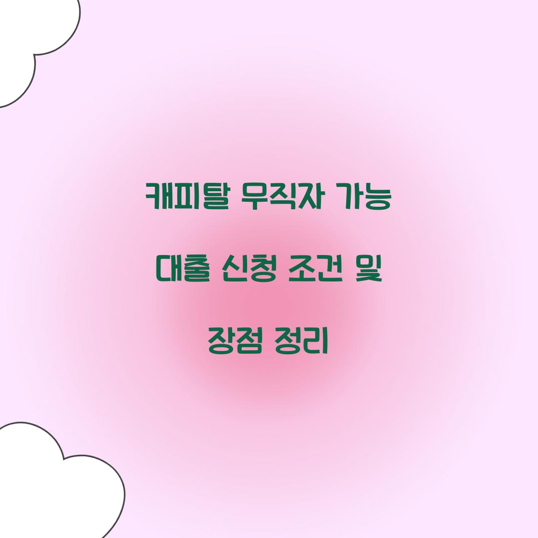 캐피탈 무직자 가능 대출