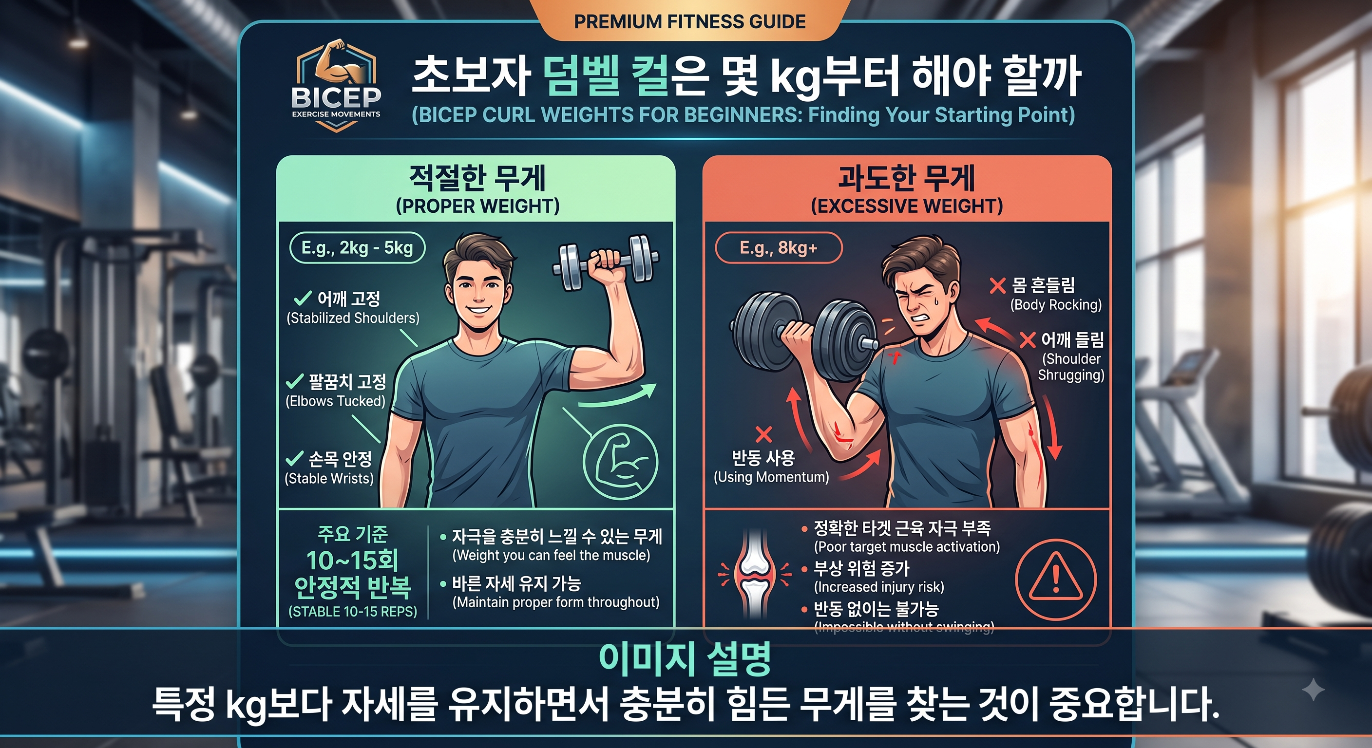 초보자 덤벨 컬은 몇 kg부터 해야 할까
