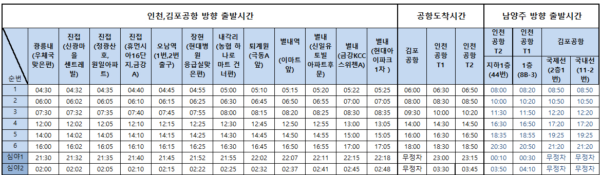 8844번 공항버스-시간표
