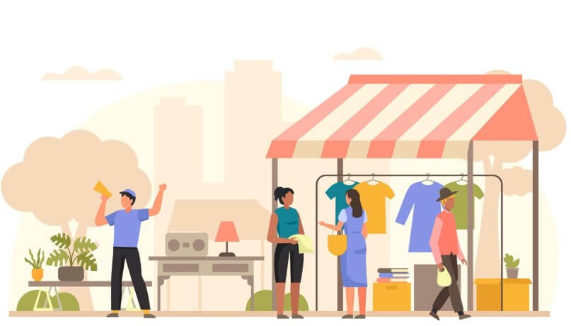 옷가게에서 옷을 파는 모습