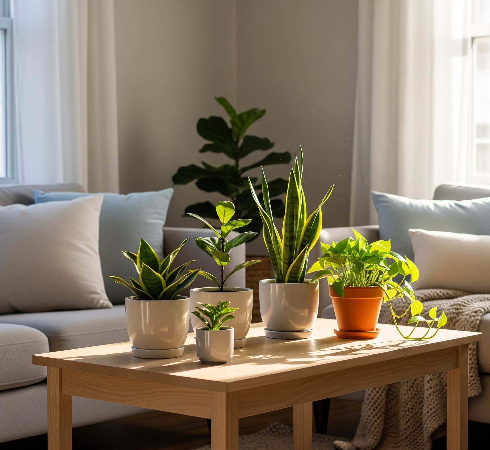 햇살드는 창가에 식물들