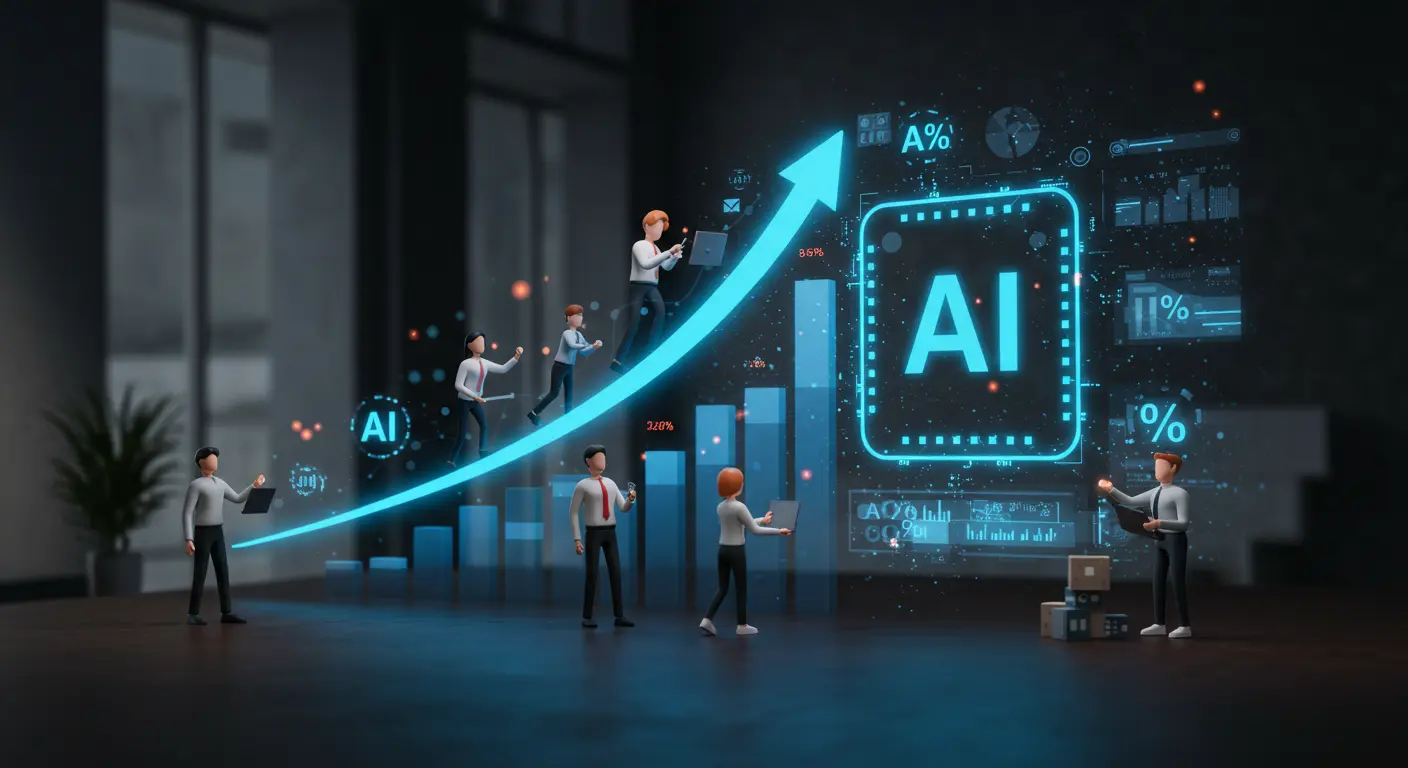 AI 도구를 활용해 성장한 스타트업의 매출 그래프와 성공 사례