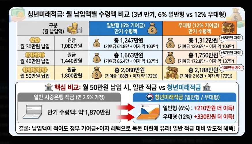 청년미래적금 가입 대상 및 소득 기준 [도약계좌 갈아타기] 만기 수령액 혜택 비교 가이드