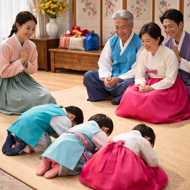 설날 새배하는 모습