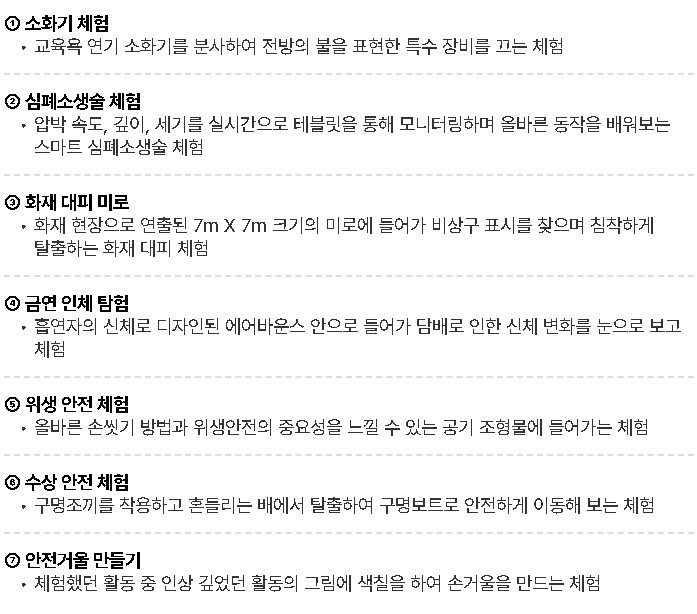 안전체험마당 체험목록