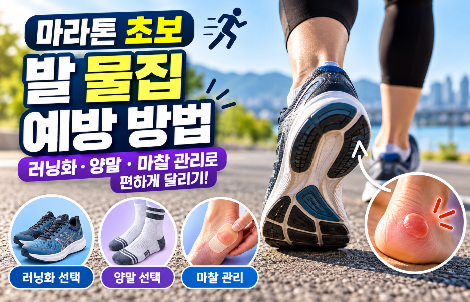 마라톤 초보 발 물집 예방 방법, 러닝화&middot;양말 선택부터 마찰 관리까지