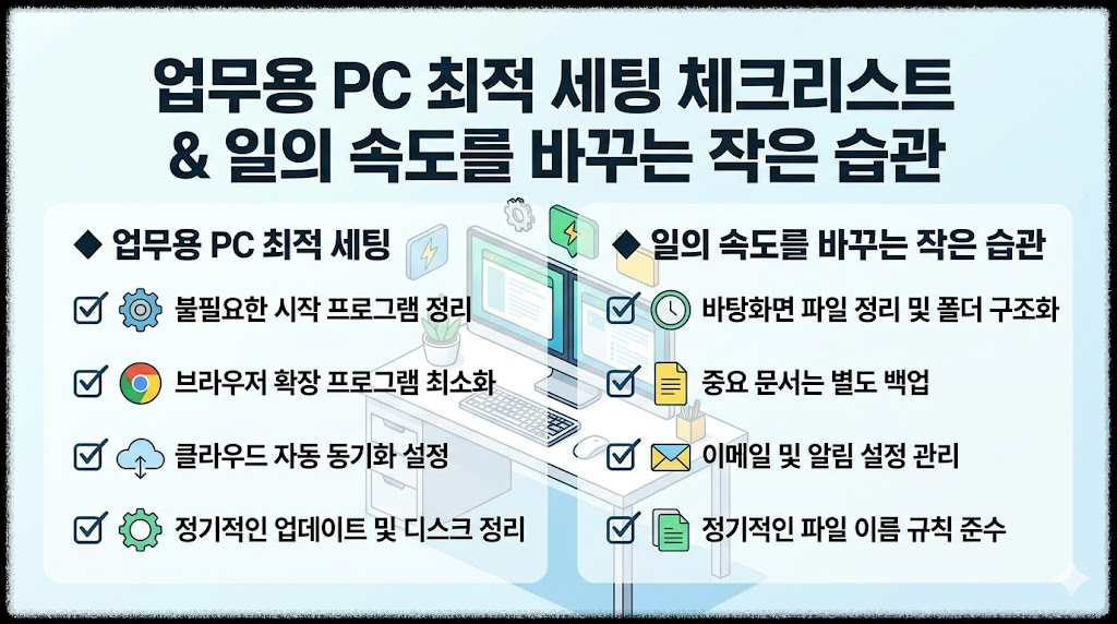 업무용 PC 최적 세팅 체크리스트, 일의 속도를 바꾸는 작은 습관