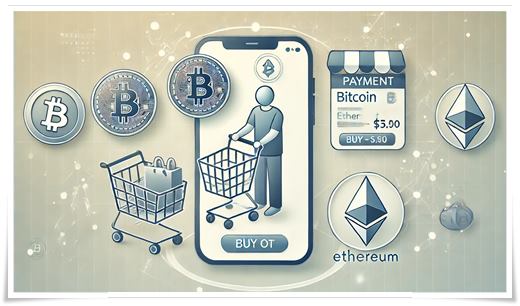 암호화폐 결제를 허용하는 온라인 쇼핑 장면