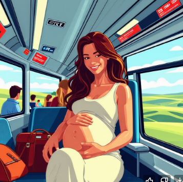 임산부 기차 여행에관한 그림