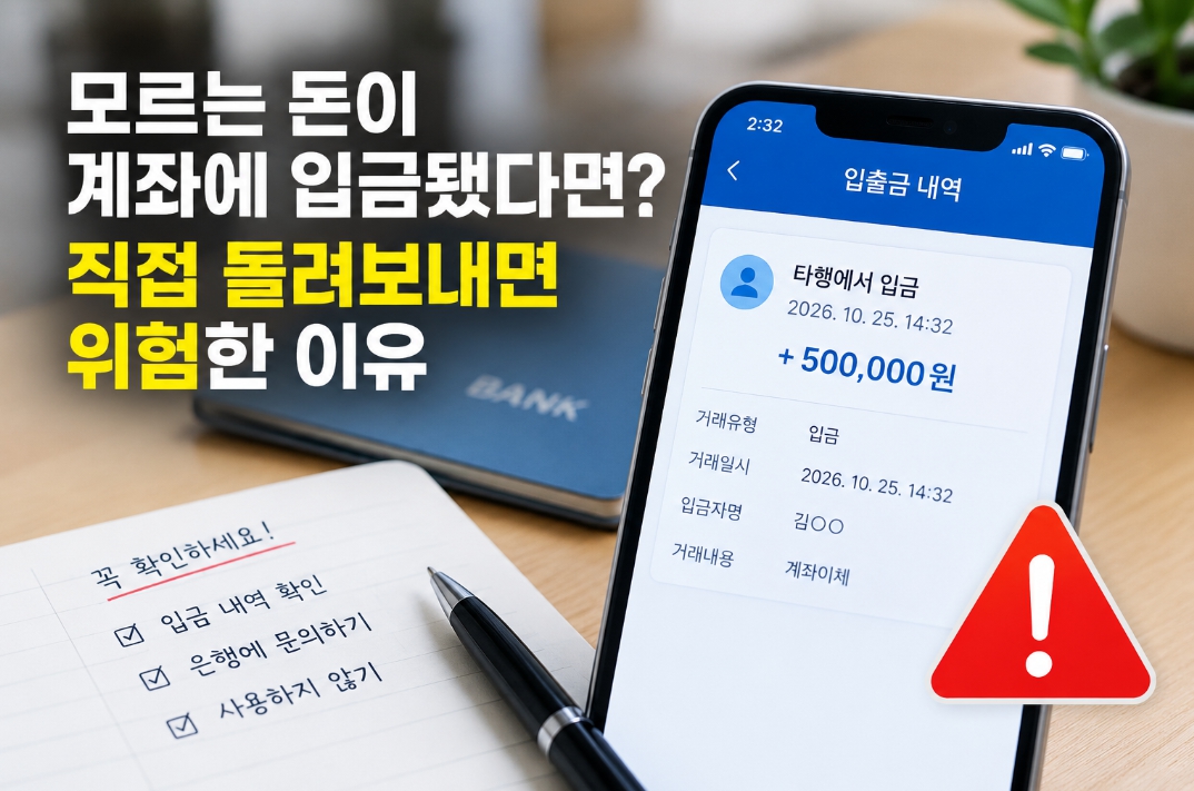 모르는 돈이 계좌에 입금됐다면? 직접 돌려보내면 위험한 이유에 대한 이미지