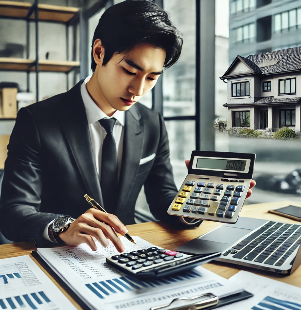 부동산관련 세금문서를 검토하는 직장인