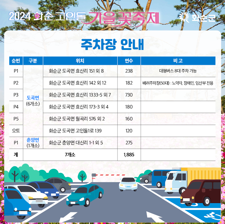 2024 화순 고인돌 가을꽃 축제정보 입장권 주차장