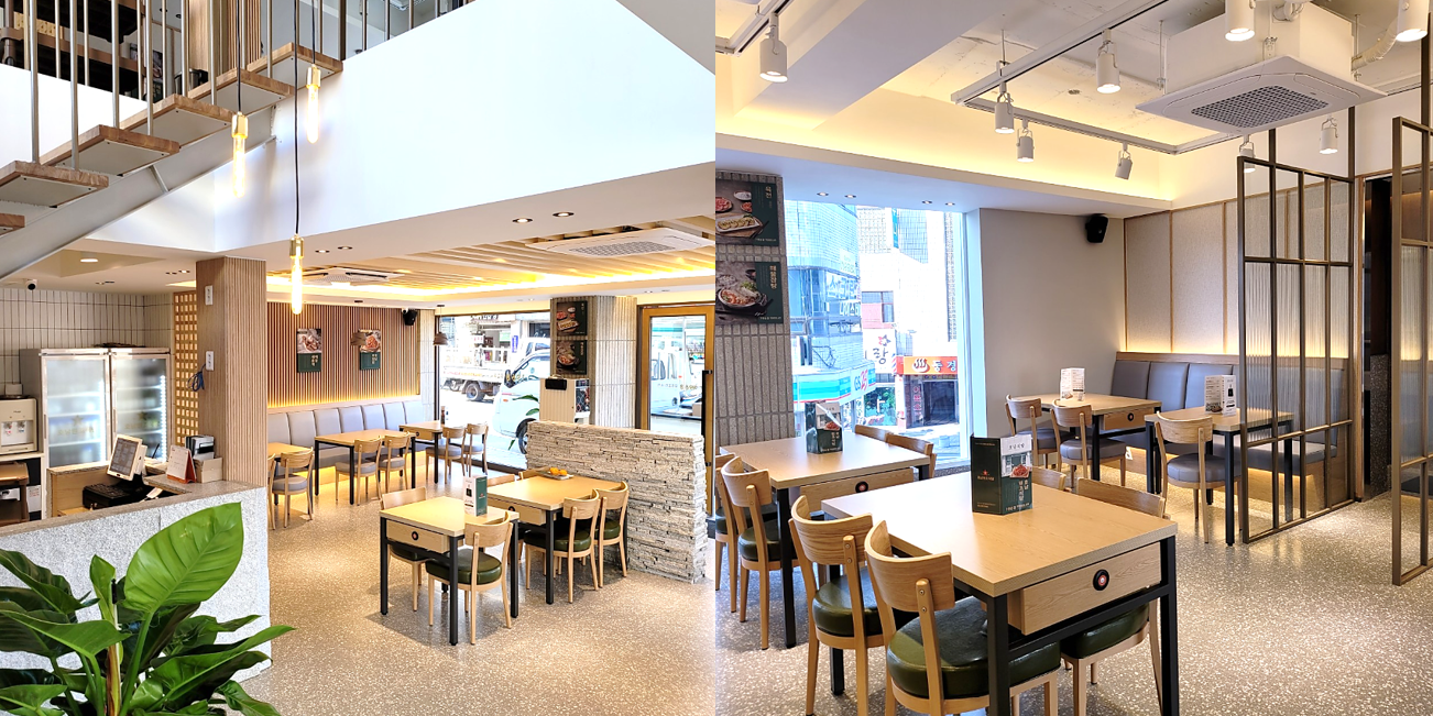 유명한 카페처럼 넓고 밝은 호남원조식당의 실내 인테리어