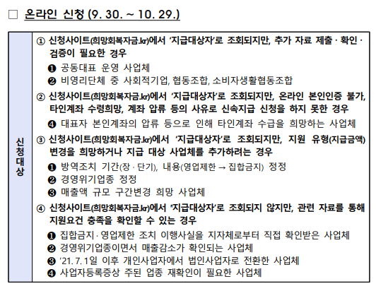 온라인 신청 신청 대상