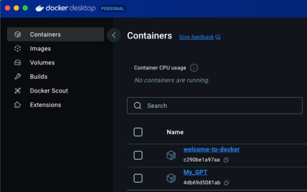Containers 클릭화면