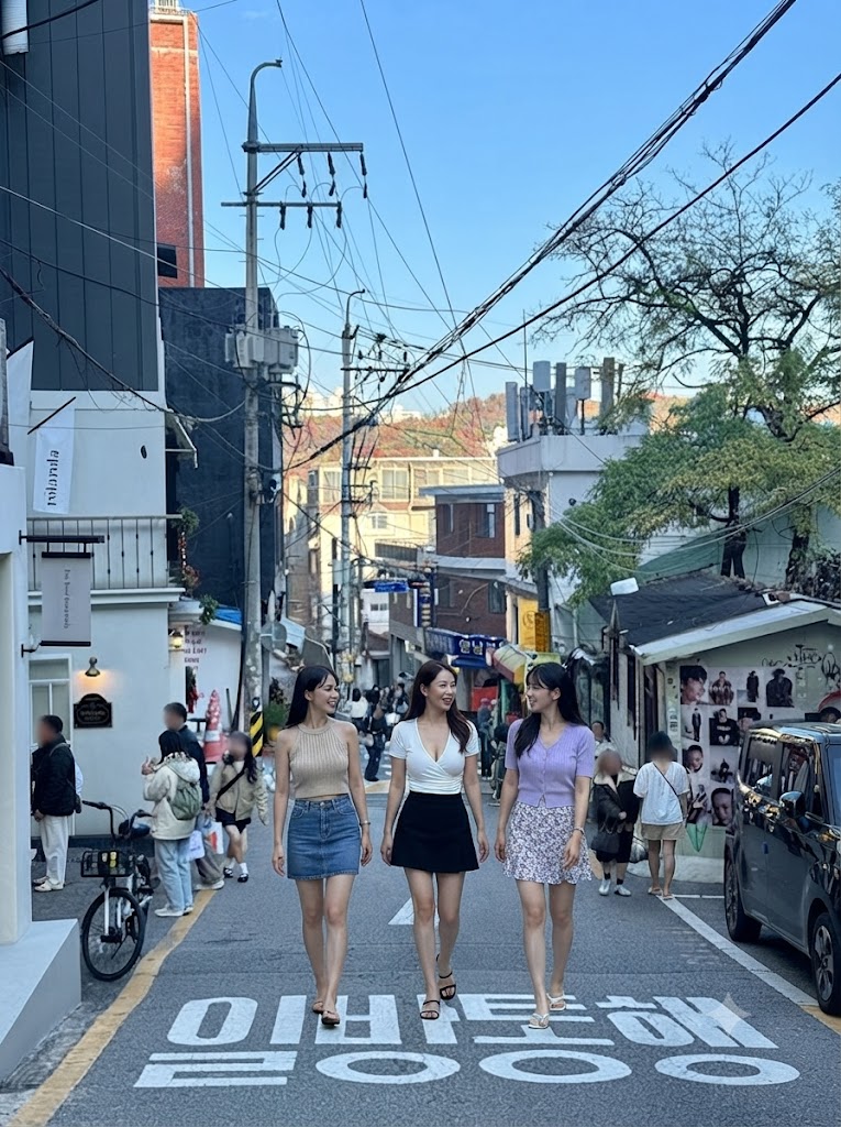 한남동에 놀러 온 사람들