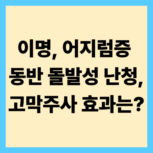 이명, 어지럼증 동반 돌발성 난청, 고막주사 효과는?