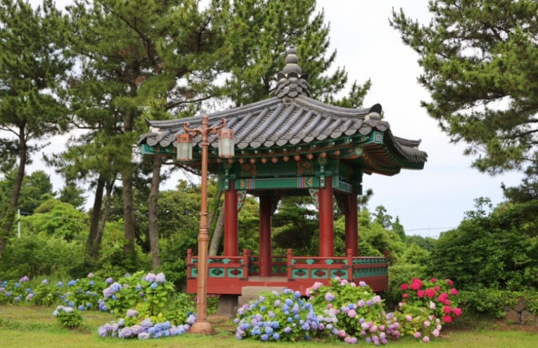 추원각 주위 수국 핀 사진