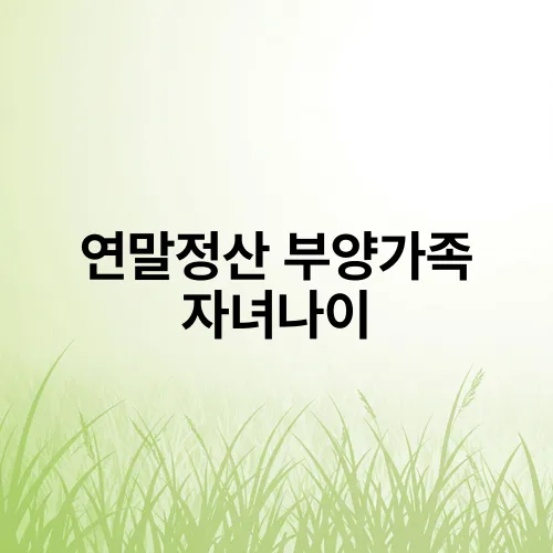 연말정산 부양가족 자녀나이