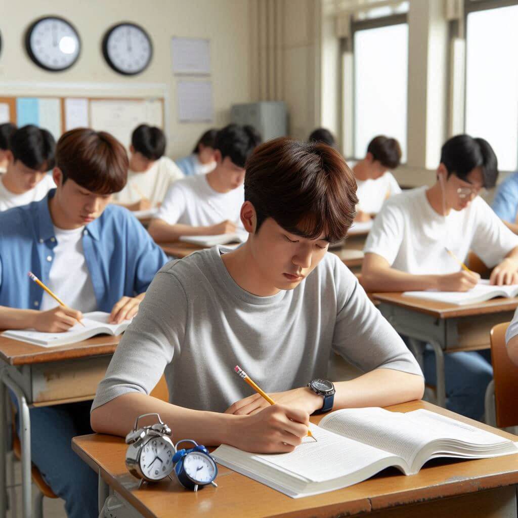 2025학년도수능시간표에맞춰모의고사와수능시험을보는학생들사진