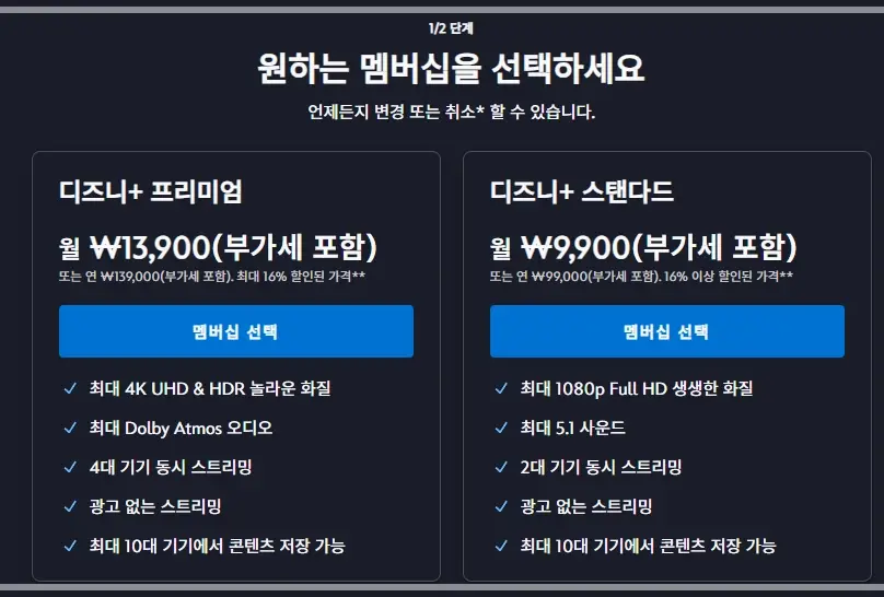 디즈니플러스-가격-화질-멤버십-월간-연간-구독료