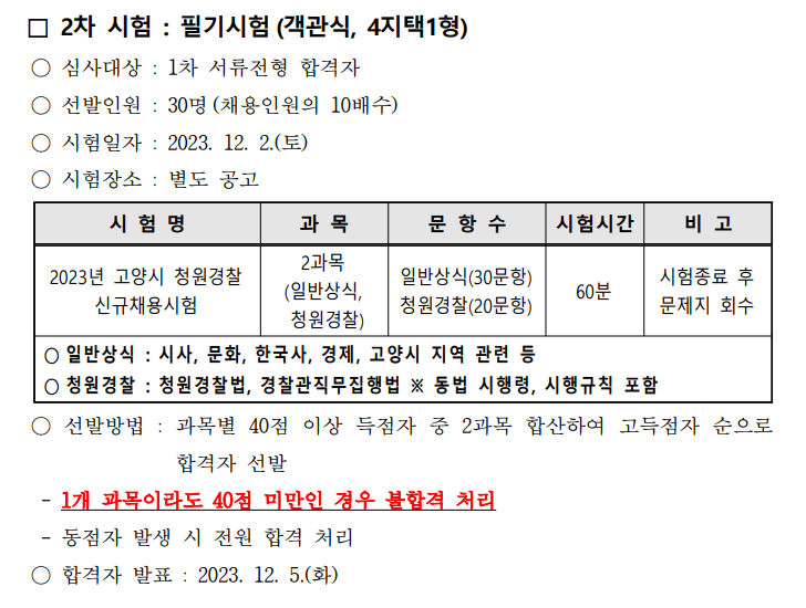 고양시청 청원경찰 채용