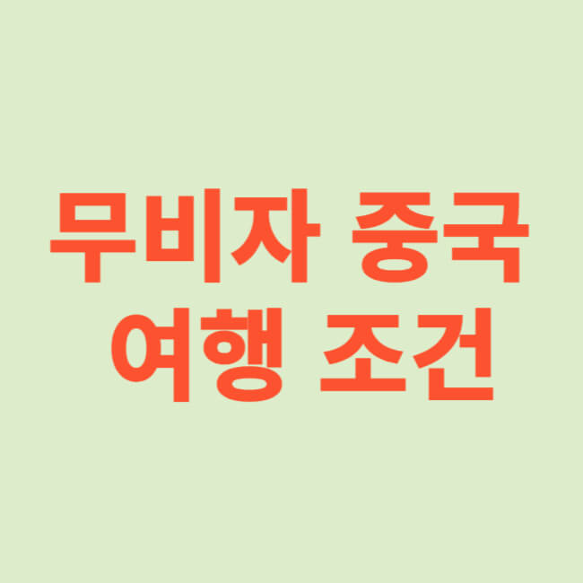 무비자 중국 여행 조건