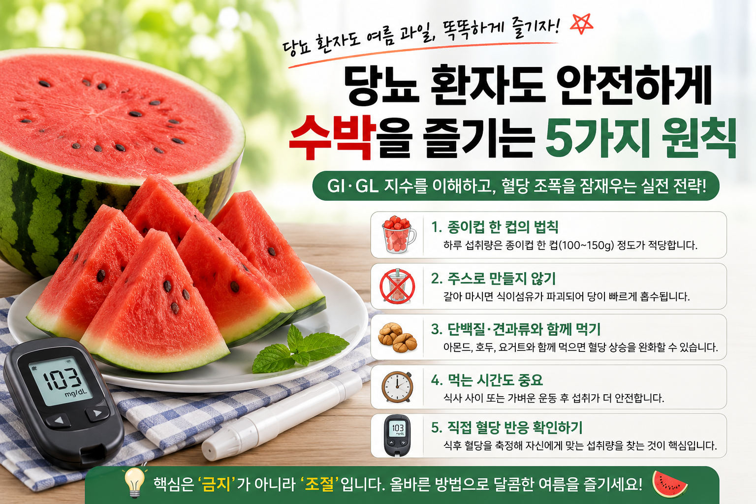 당뇨 환자를 위한 수박 섭취 가이드와 혈당 관리 원칙