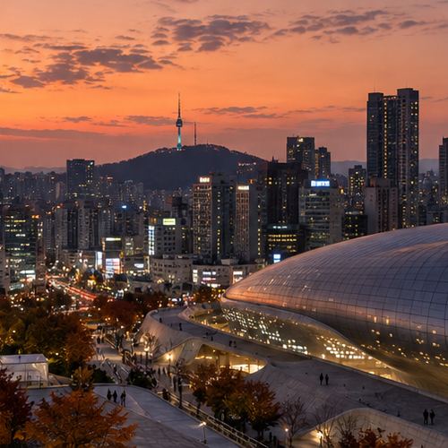 서울디자인위크 서울 야경 장면을 설명하는 AI 이미지