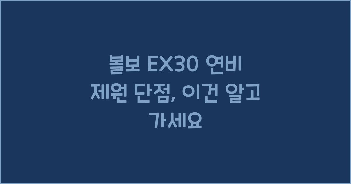 볼보 EX30 연비 제원 단점