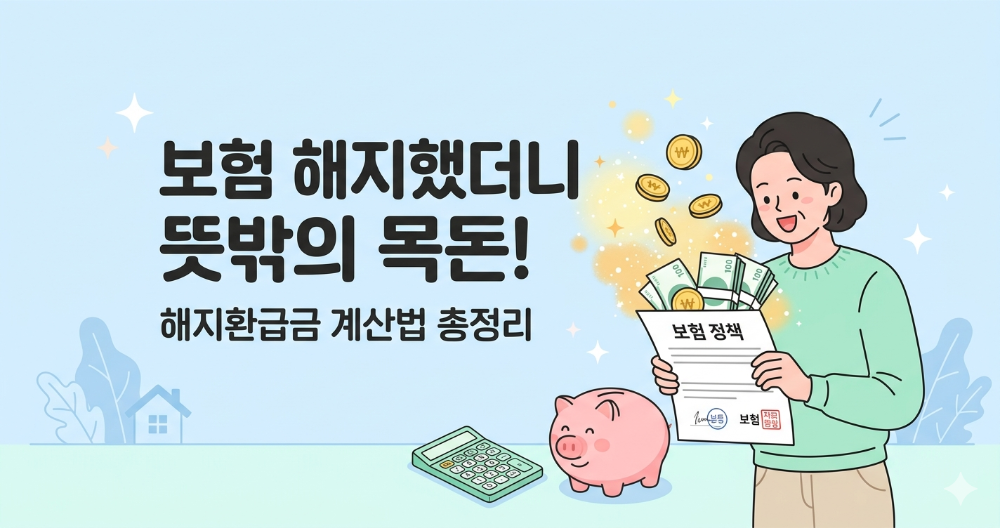 alt="보험 해지 후 받을 수 있는 해지환급금을 확인하며 놀라는 사람을 표현한 금융 정보 썸네일"