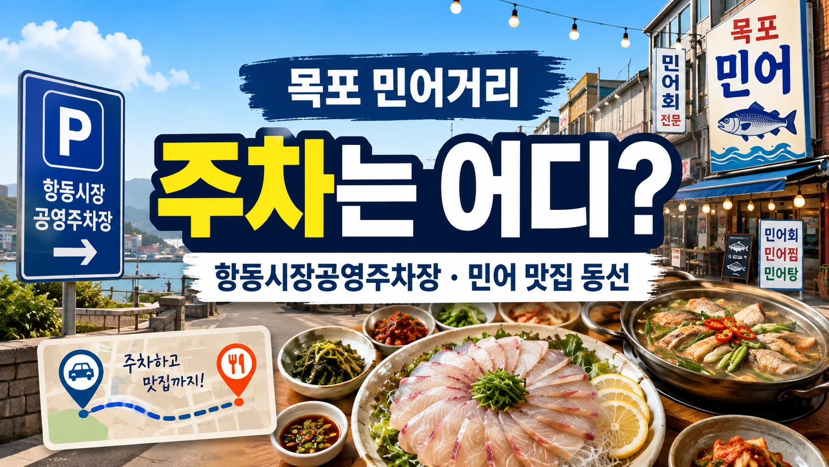 목포 민어거리 항동시장공영주차장과 민어 맛집 방문 동선 안내 이미지
