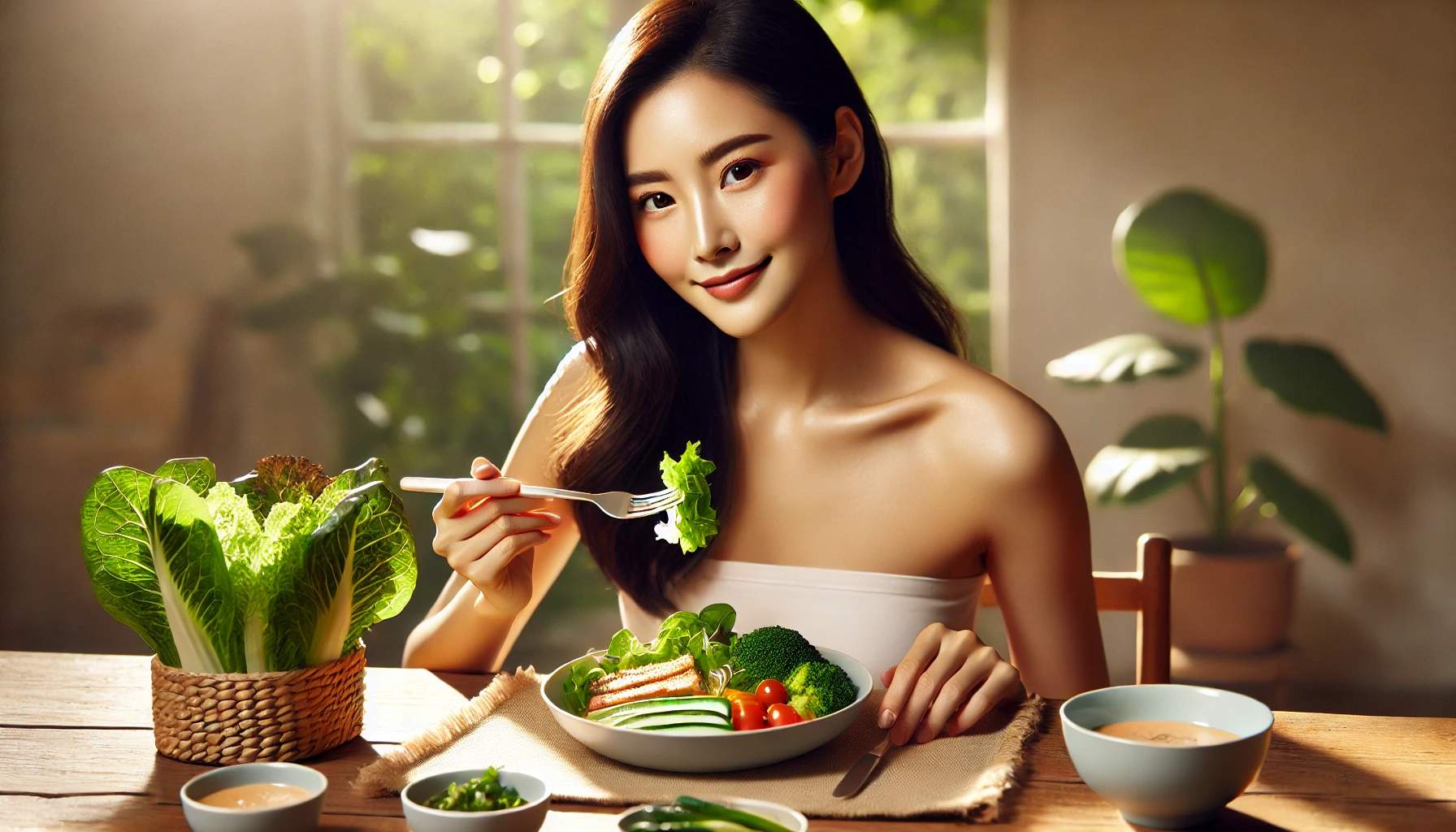 봄철 다이어트 식단 먹는 사람