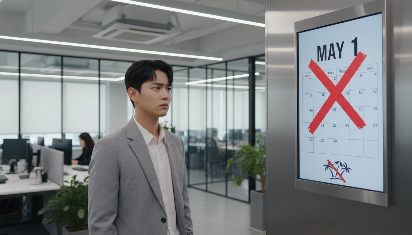 노동절(근로자의 날)에 대체휴일이 불가하다는 사실에 의아해하는 한국 직장인.