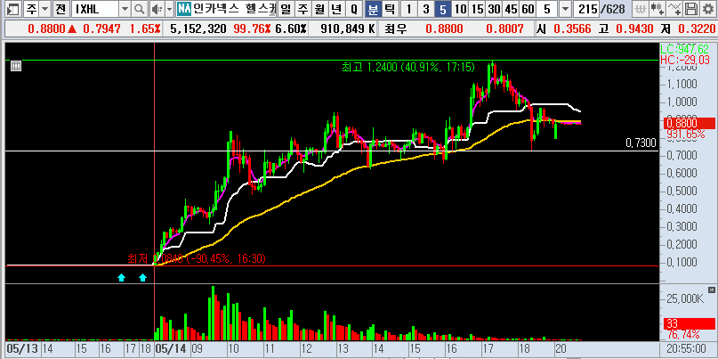 25.05.15 IXHL 분봉차트
