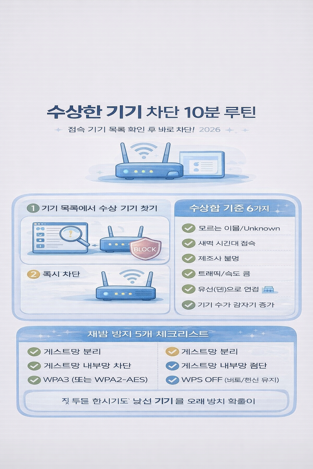 라우터에 붙는 &lsquo;수상한 기기&rsquo; 찾고 차단하는 방법
