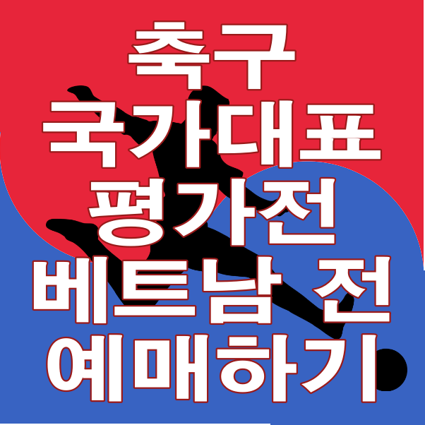 태극기 위헤 축구공 차는 까만 실루엣 위 축구 국가대표 평가전 베트남전 티켓예매방법글씨