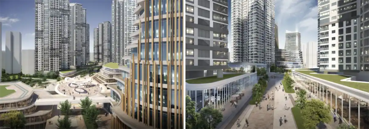 광운대역세권-물류단지-보행도로-상가-부분조감도