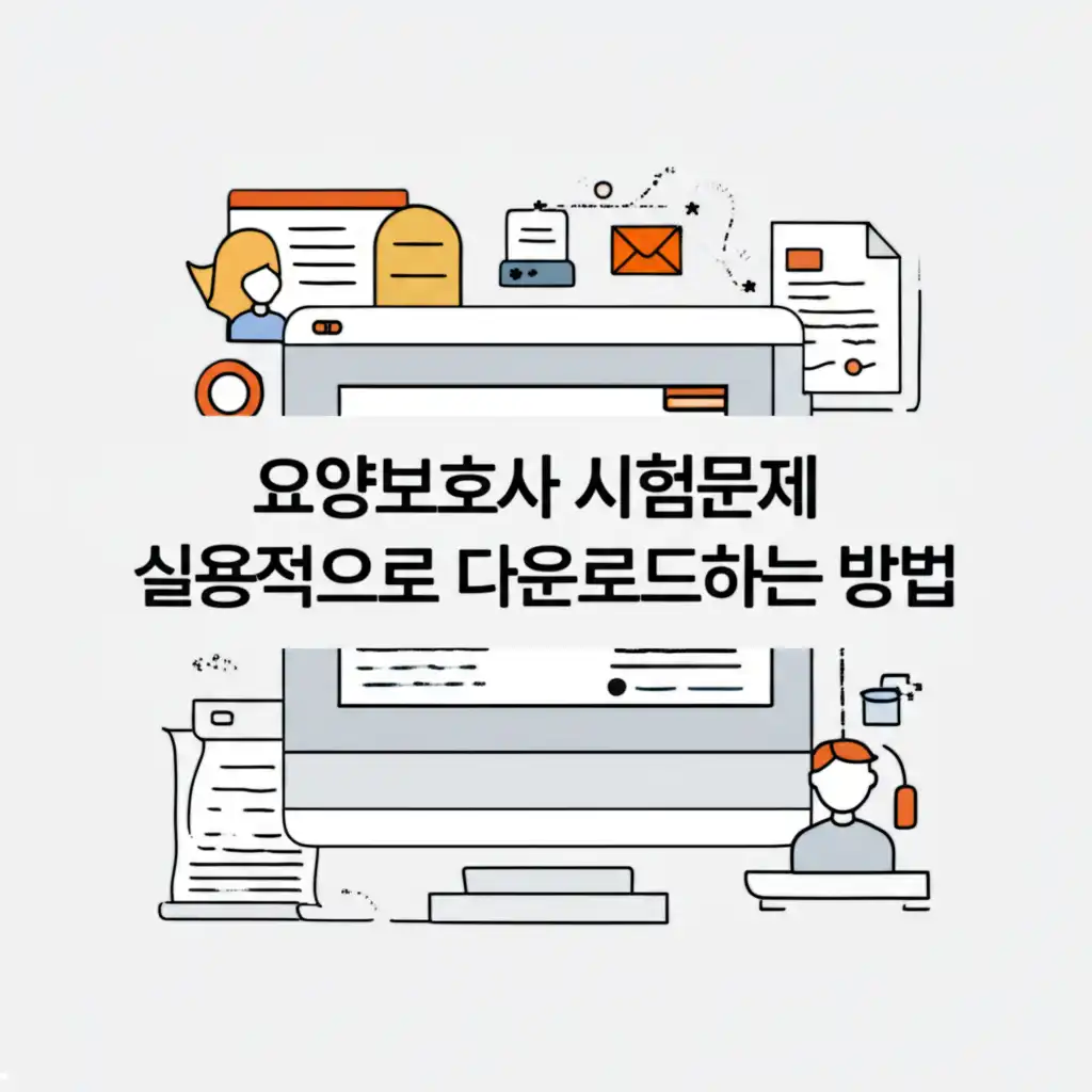 요양보호사 시험문제 PDF, HWP 파일 다운로드 및 활용 가이드를 보여주는 이미지
