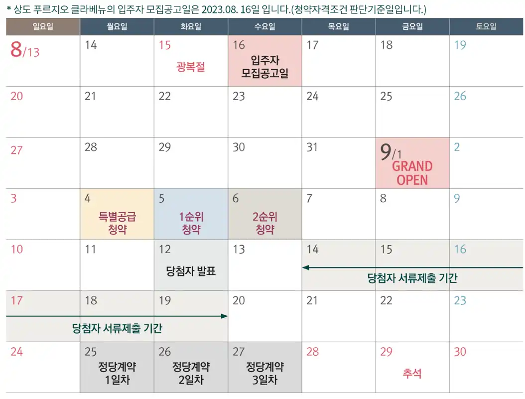 상도 푸르지오 클라베뉴 일정