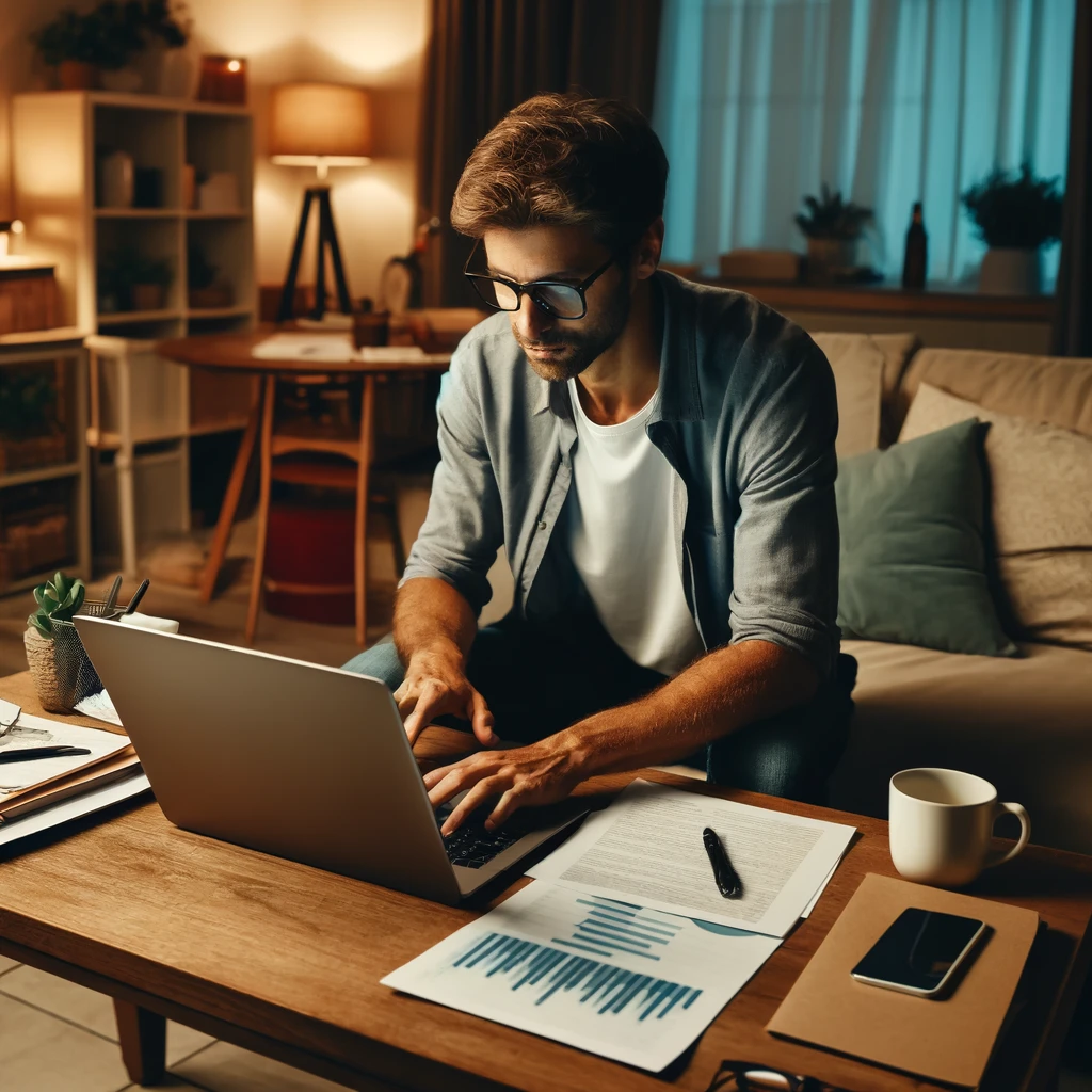 직장인 퇴근 후 부업하는 사진