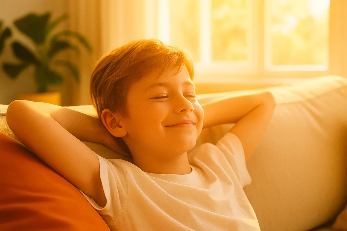 햇살 속에서 편안히 쉬는 아이