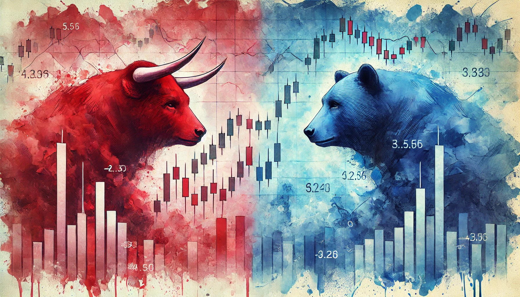 2025년 02월 27일 - 한국증시의 혼조세를 표현한 이미지