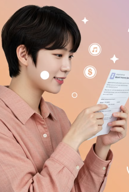 건강보험료 환급서류를 보고 있는 여성