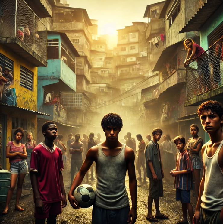 좁은 골목에 선 청소년들