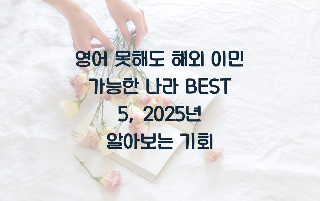 영어 못해도 해외 이민 가능한 나라 BEST 5