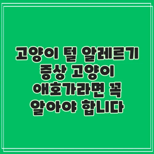 고양이 털 알레르기 증상 고양이 애호가라면 꼭 알아야 합니다