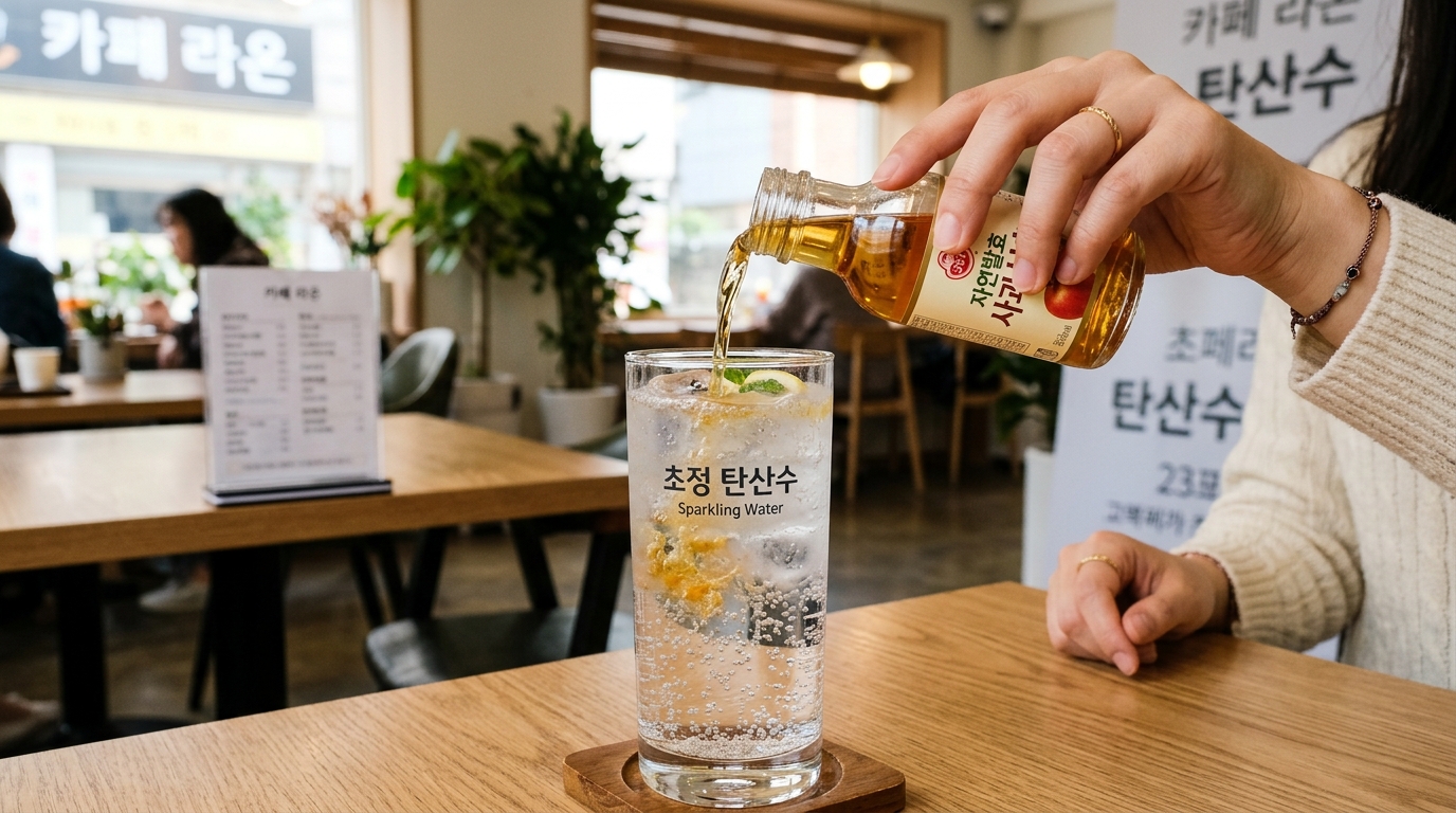 탄산수나 물에 레드와인비니거를 적정량 희석하는 건강한 제조 과정